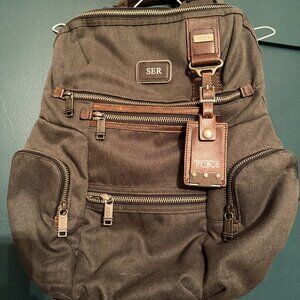 TUMI ALPHA BRAVO Knox Nylon & Leather Grey/Brown Backpack